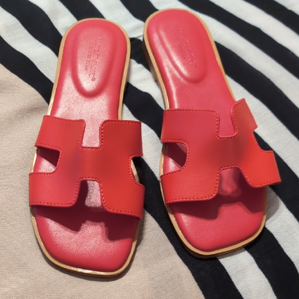 Project Cloud Chic Red Leather Slide Sandals - image 1
